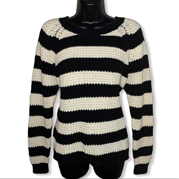 Knitted Striped Crewneck Pullover Warm Sweater - Picture 1 of 2